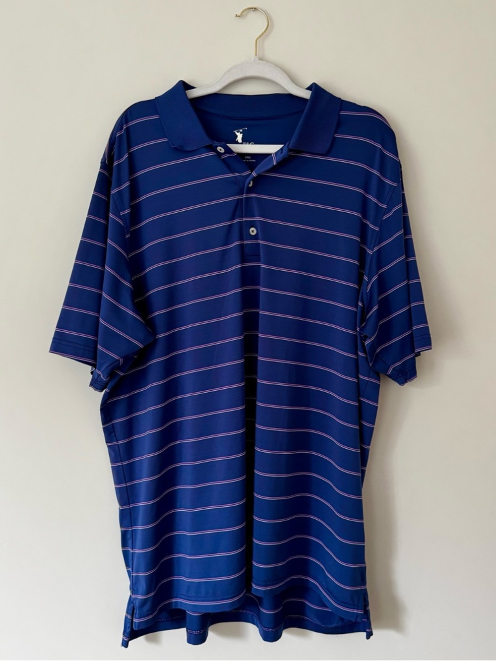 Fairway & Greene F&G Tech Blue Striped Polo, Quail Valley Golf Club, FL – XXL